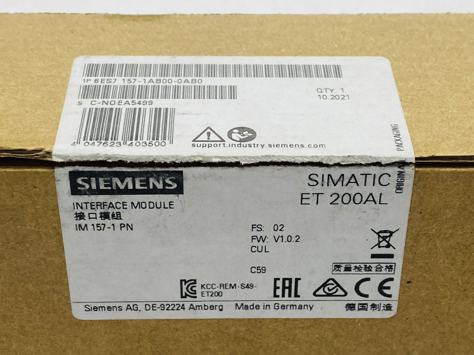 Siemens 6ES7 157-1AB00-0AB0 SIMATIC ET 200AL PROFINET Interface Module - Maverick Industrial Sales