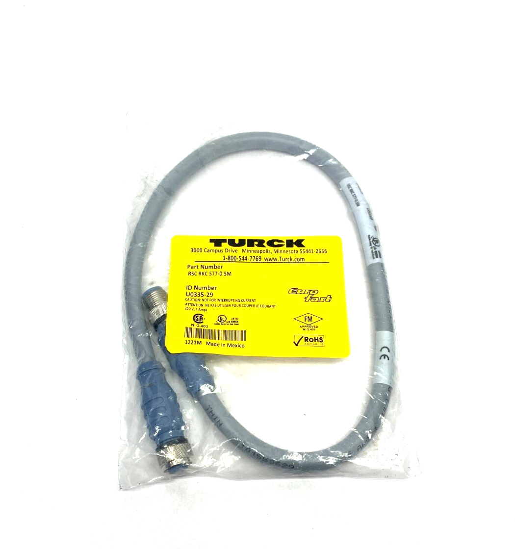 Turck RSC RKC 577-0.5M Eurofast Double Ended Cordset M12 5-Pin U0335-29 - Maverick Industrial Sales
