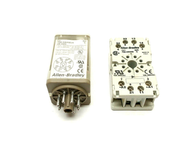 Allen Bradley 700-HA32Z24 Ser. C Ice Cube Relay w/ 700-HN200 Ser. C  Base Socket - Maverick Industrial Sales