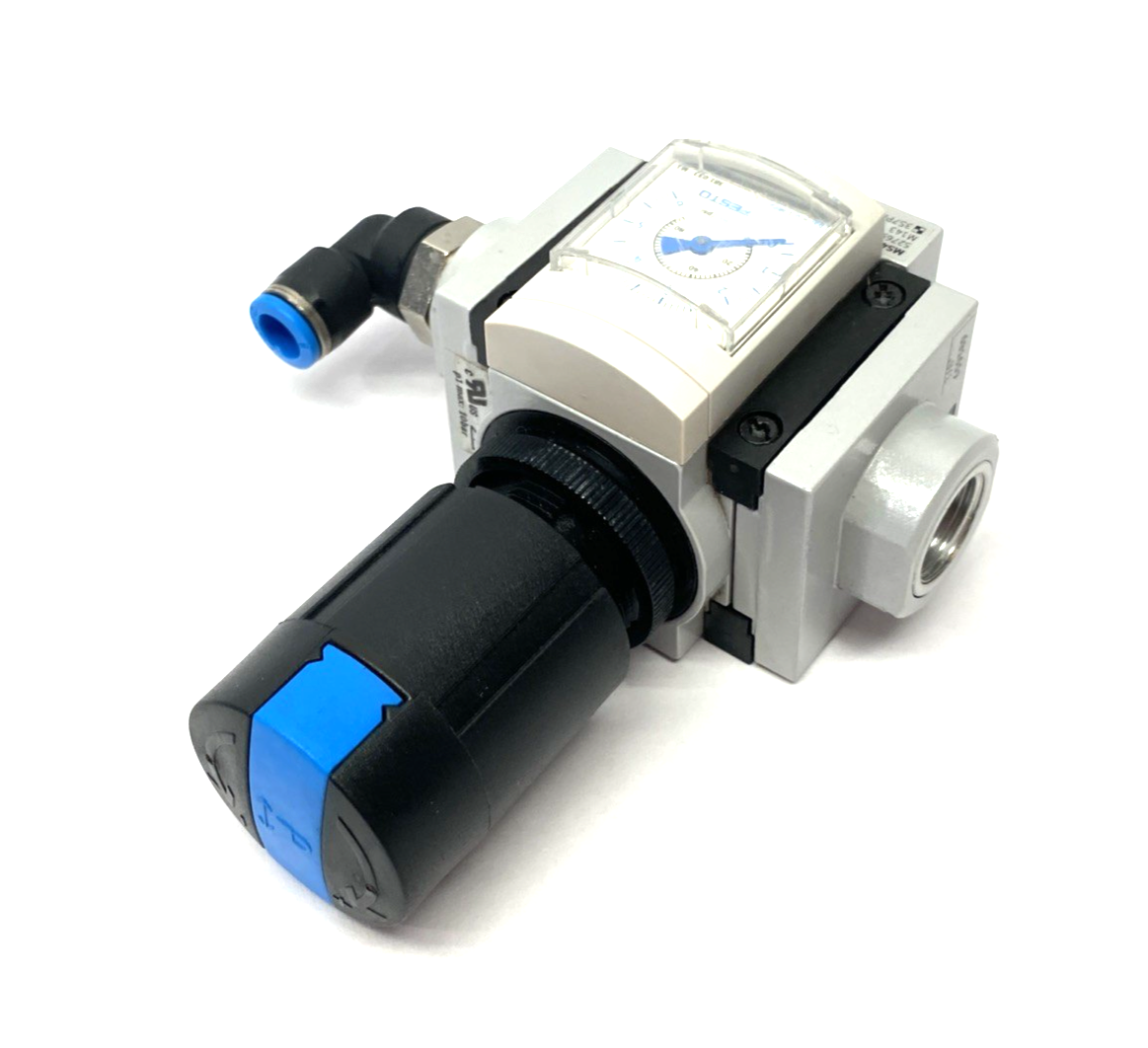 Festo MS4-LR-AGC-D5-AS-UL1-Z Modular Pressure Regulator 527690 w/ 3/8" Adapters - Maverick Industrial Sales