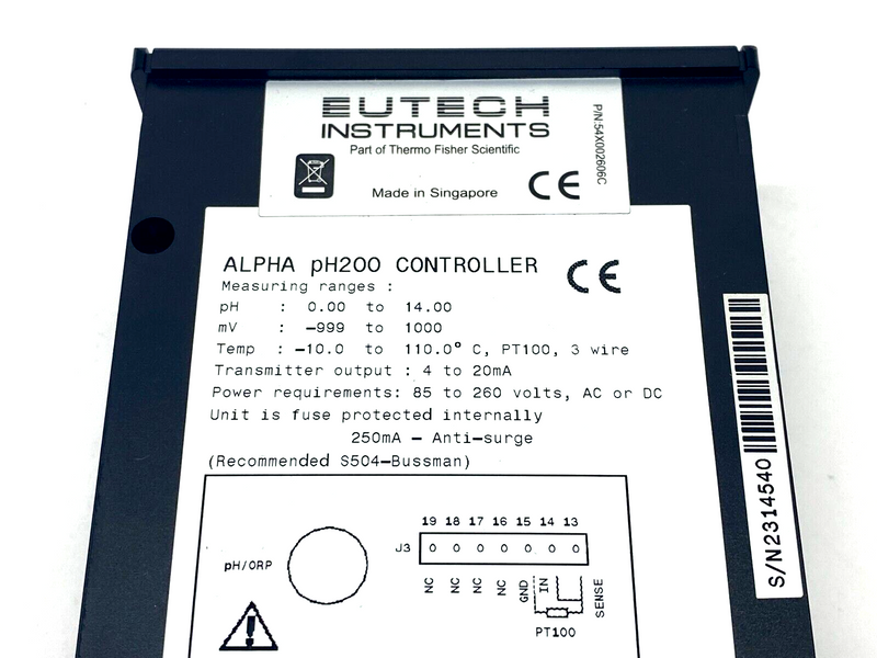 Eutech Instruments ECPHCTP0200 Alpha pH 200 1/8-DIN pH/ORP Controller - Maverick Industrial Sales