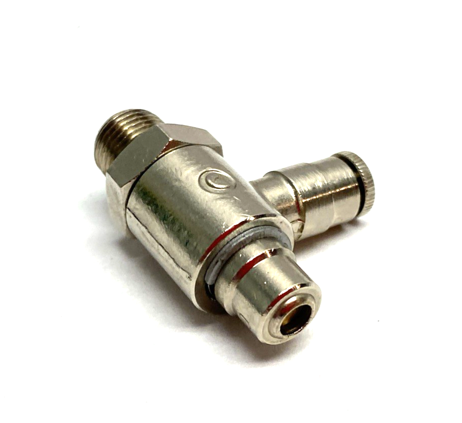 Camozzi GSCU-53-02 Right Angle Flow Control Valve 1/8" NPT to 5/32" Tube O.D. - Maverick Industrial Sales