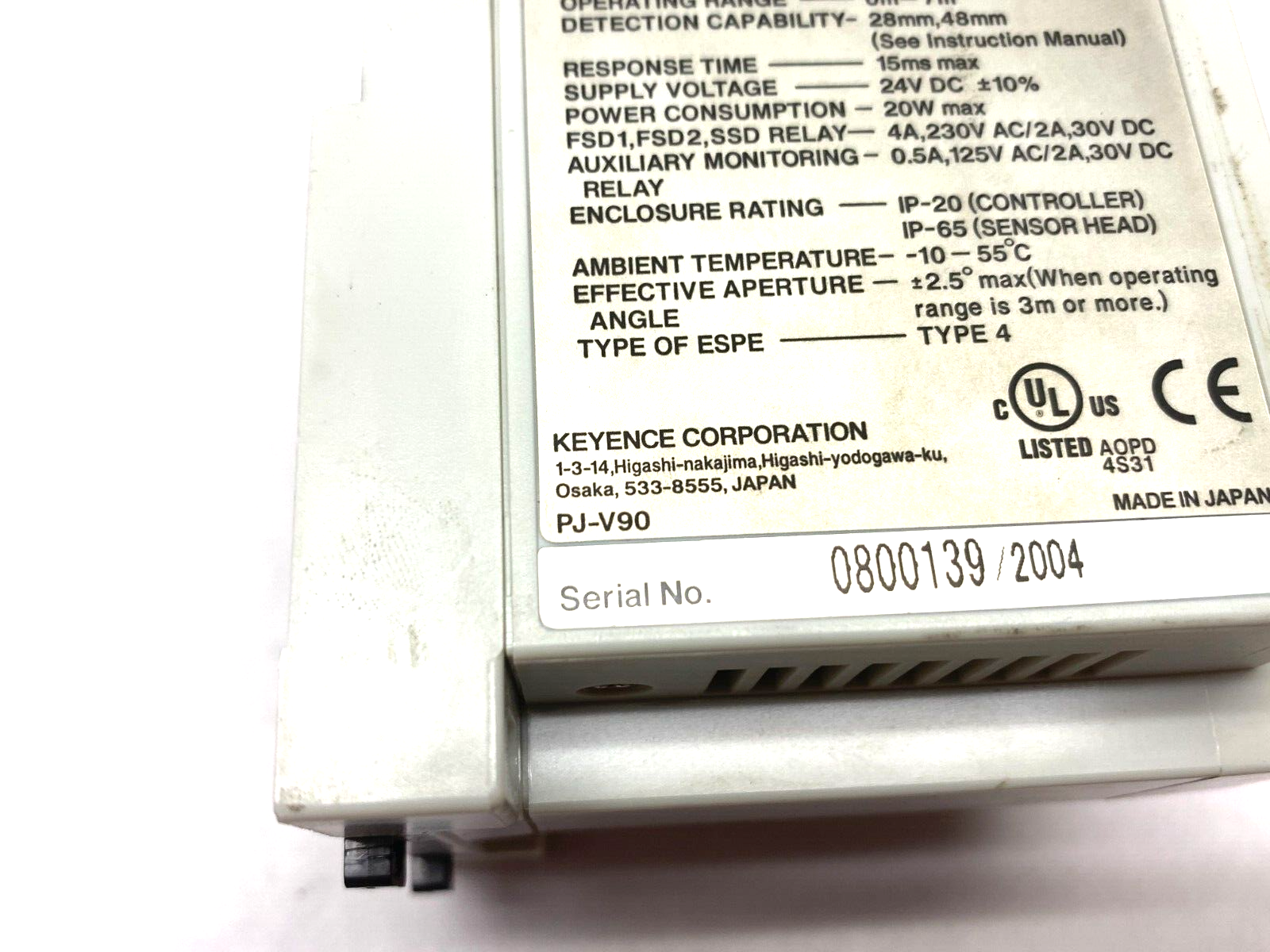 Keyence PJ-V90 Light Curtain Safety Sensor Controller w/ Key - Maverick Industrial Sales