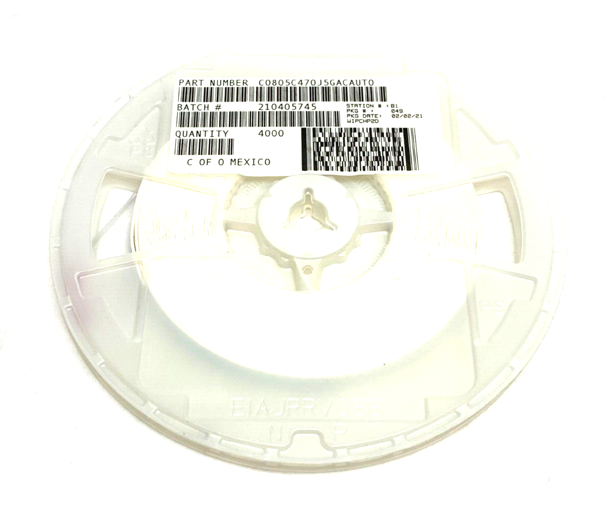 C0805C470J5GACAUTO | Kemet Multilayer Ceramic Capacitor WHEEL OF 4000 - New - Maverick Industrial Sales