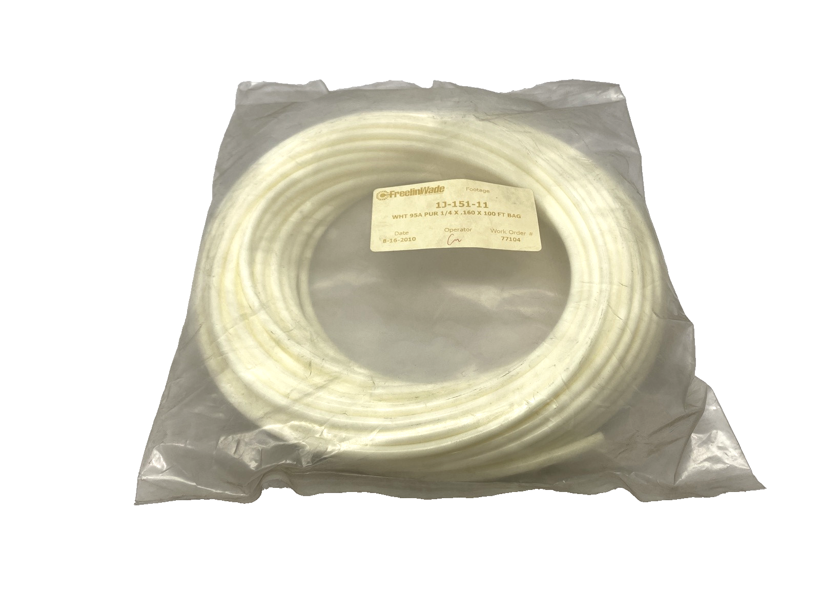 Freelin Wade 1J-151-11 White Tubing 1/4" OD x .160" ID x 100' Length 2010y - Maverick Industrial Sales