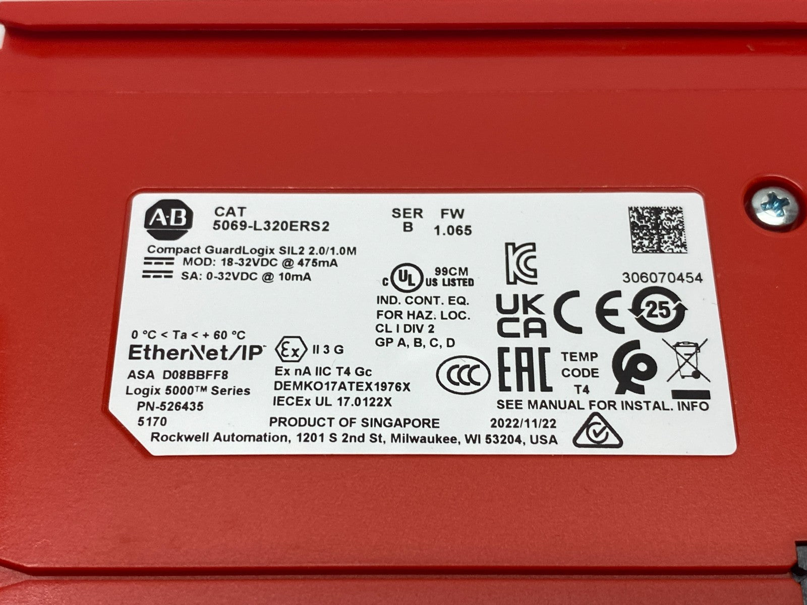 Allen Bradley 5069-L320ERS2 Ser. B Compact GuardLogix SIL2 2.0/1.0M Controller - Maverick Industrial Sales