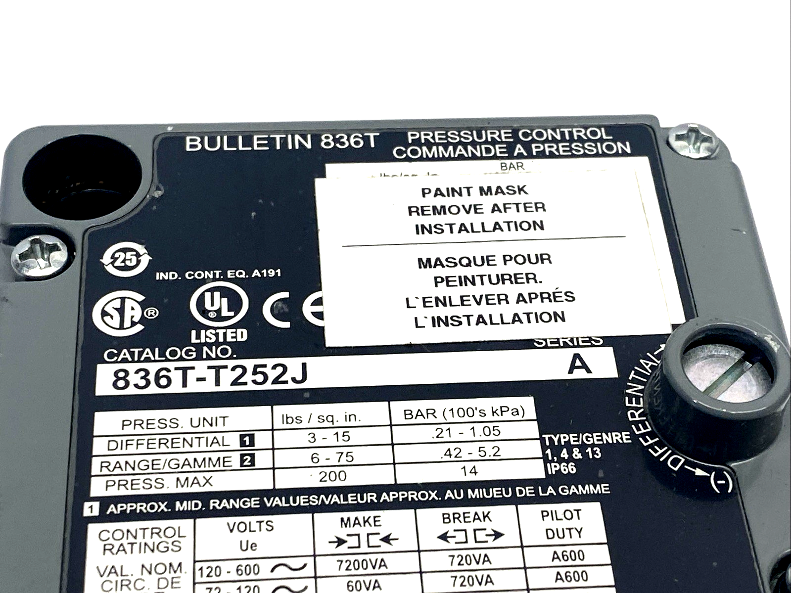836T-T252J | Allen Bradley Ser. A Electro-Mech Pressure Control Switch - New – Open box - Maverick Industrial Sales