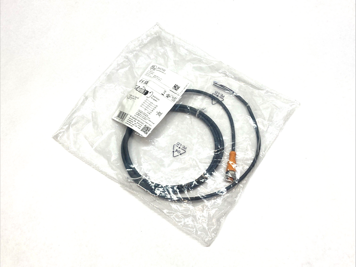 IFM EVC532 Shielded Cable 5-Pin Female 2m 30VAC 36VDC 4A/3A - Maverick Industrial Sales
