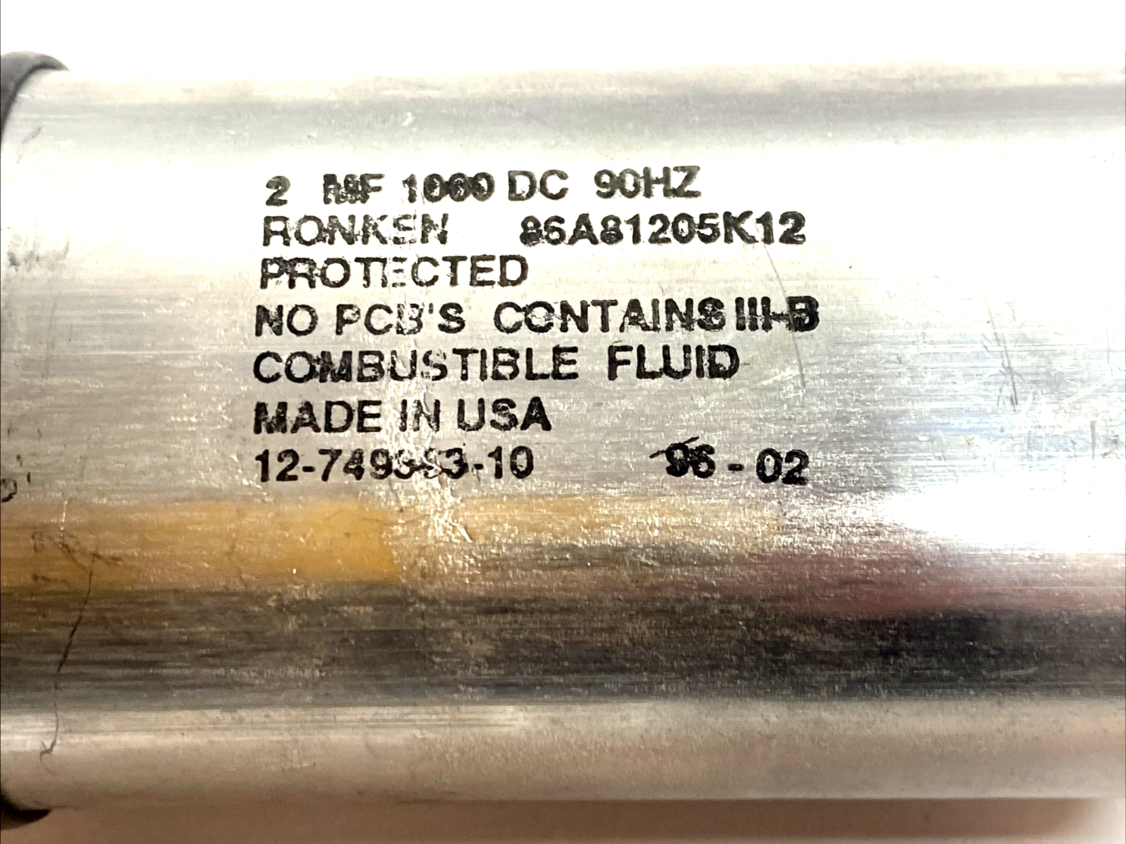 96A81205K12 | Ronken Capacitor Metal Can Motor Run 90HZ - Used - Maverick Industrial Sales