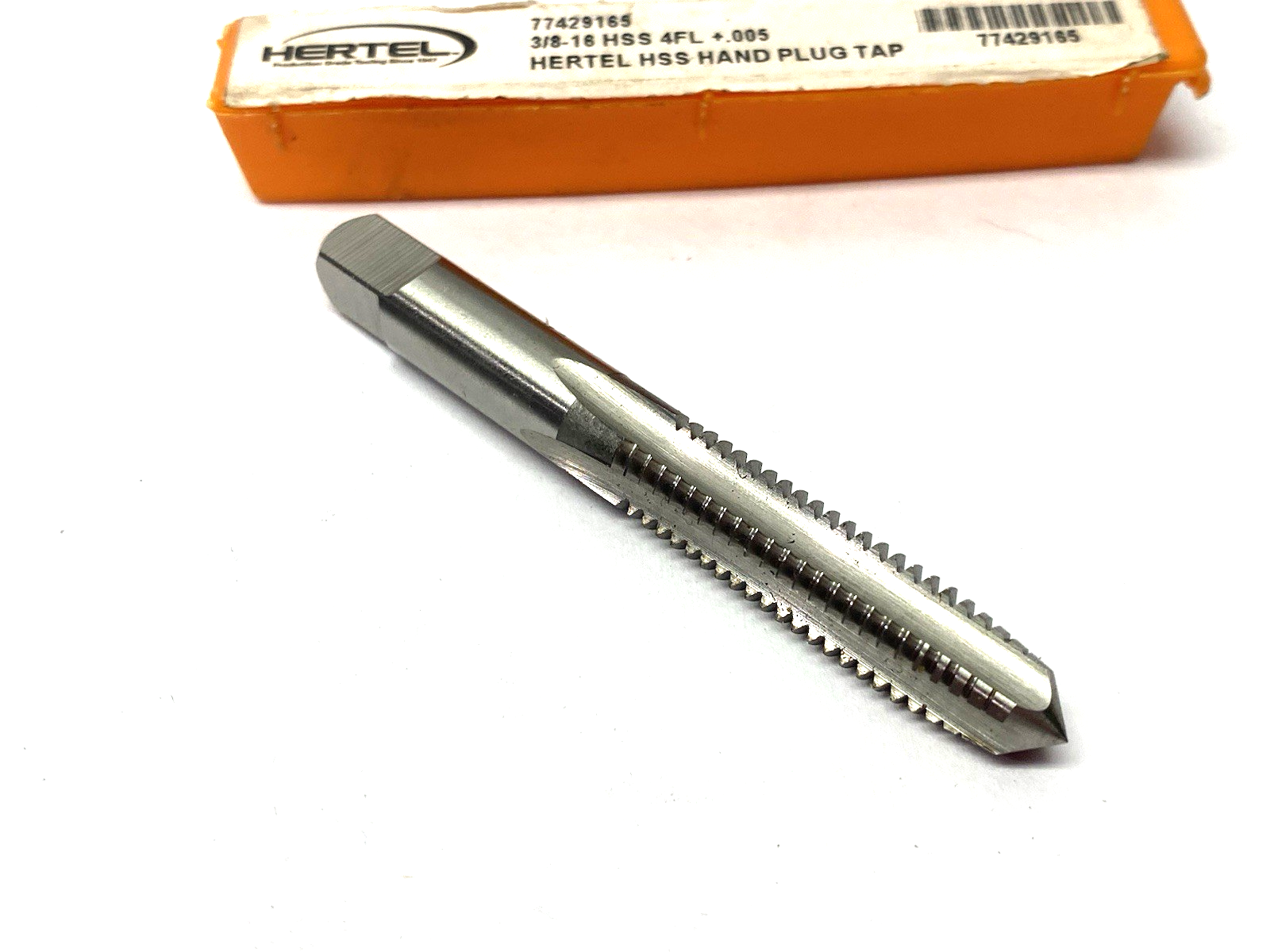 77429165 | Hertel Straight Flute Tap: 3/8-16 UNC, 4 Flute, Plug Chamfer, High-Spee - New – Open box - Maverick Industrial Sales