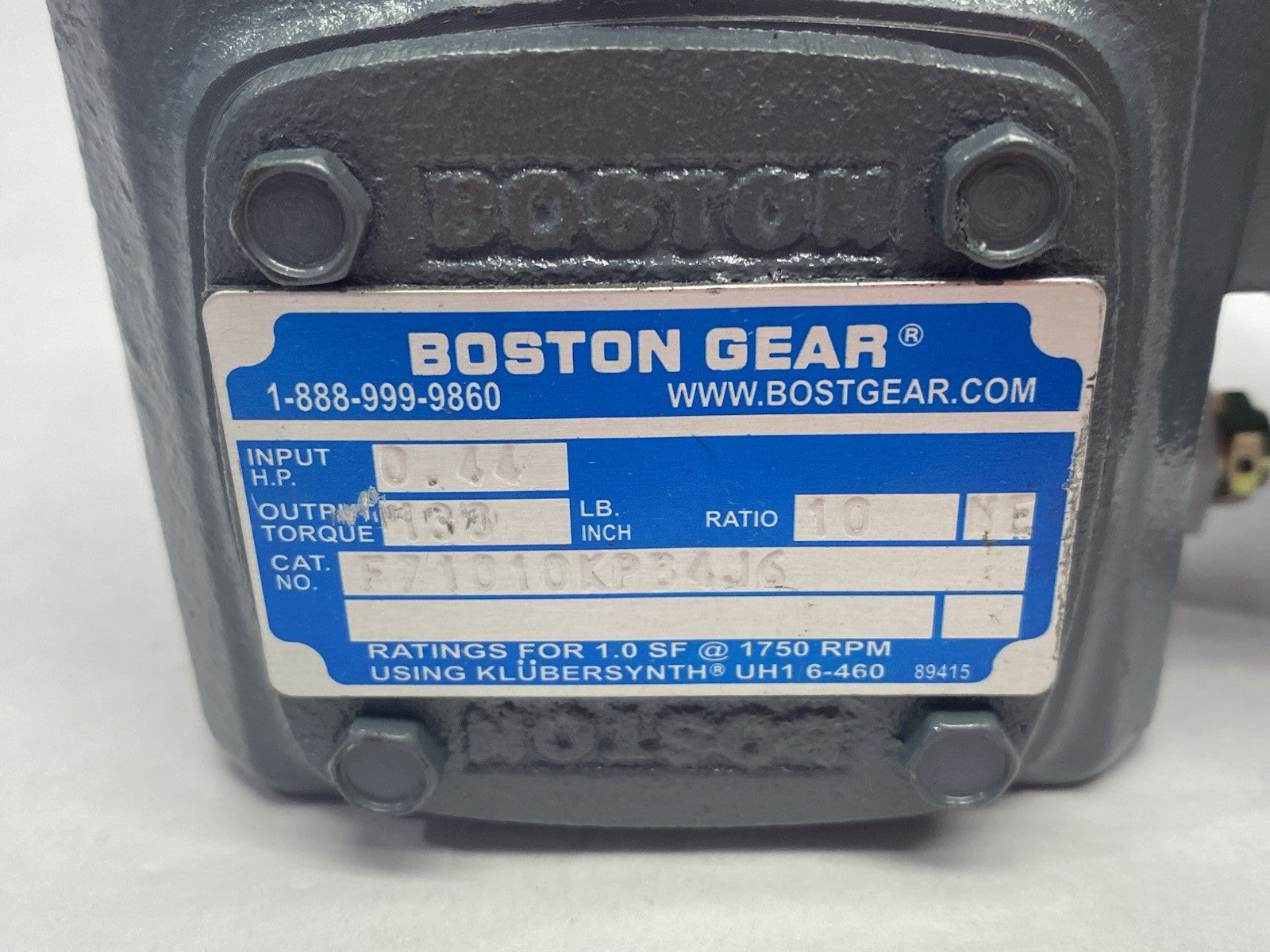 boston gear Boston Gear F71010KPB4J6 Worm Gear Right Angle Speed Reducer 0.44 HP 1