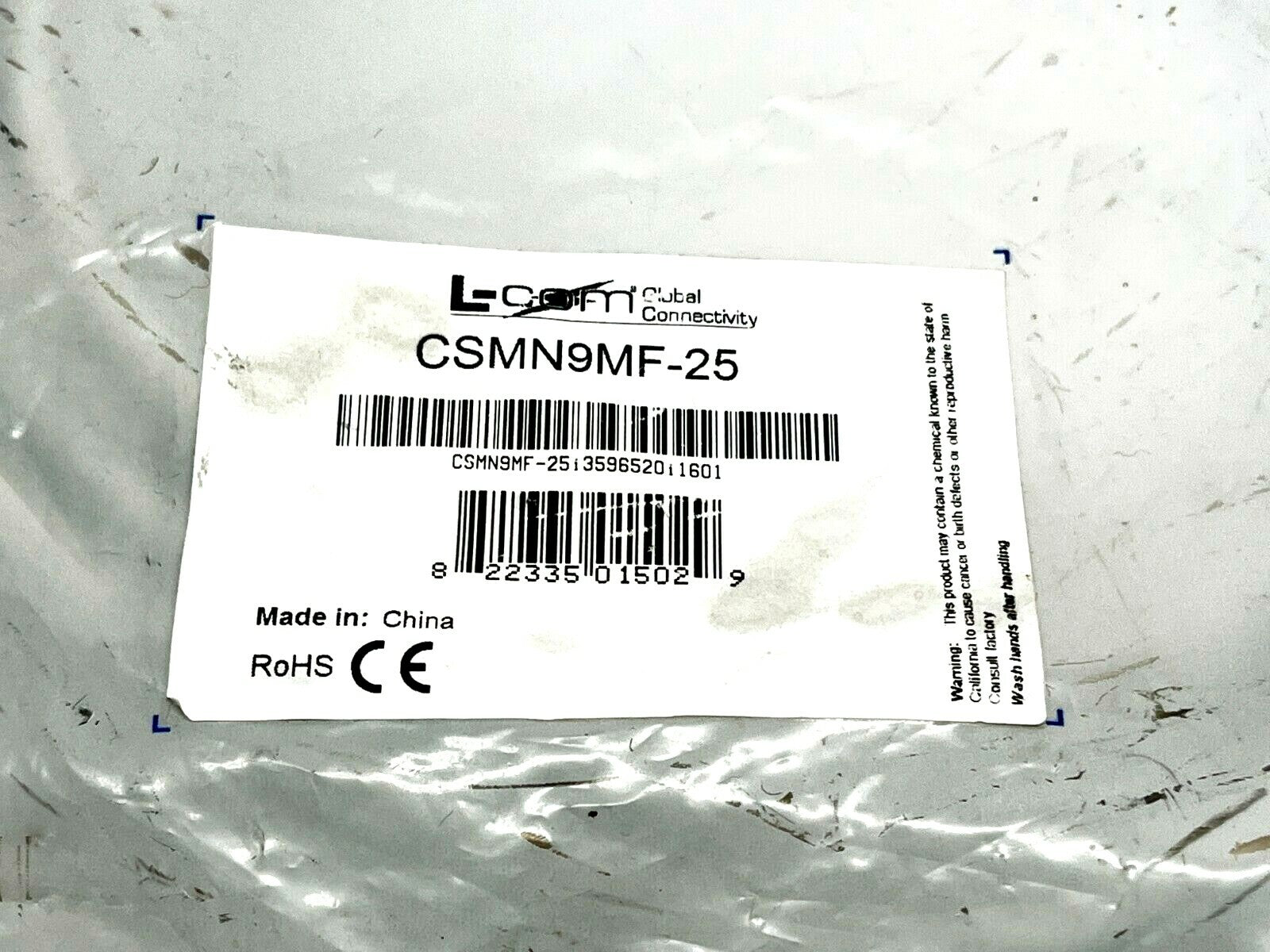 L-Com CSMN9MF-25 Deluxe Molded D-Sub Cable DB9 Male / Female 25ft - Maverick Industrial Sales