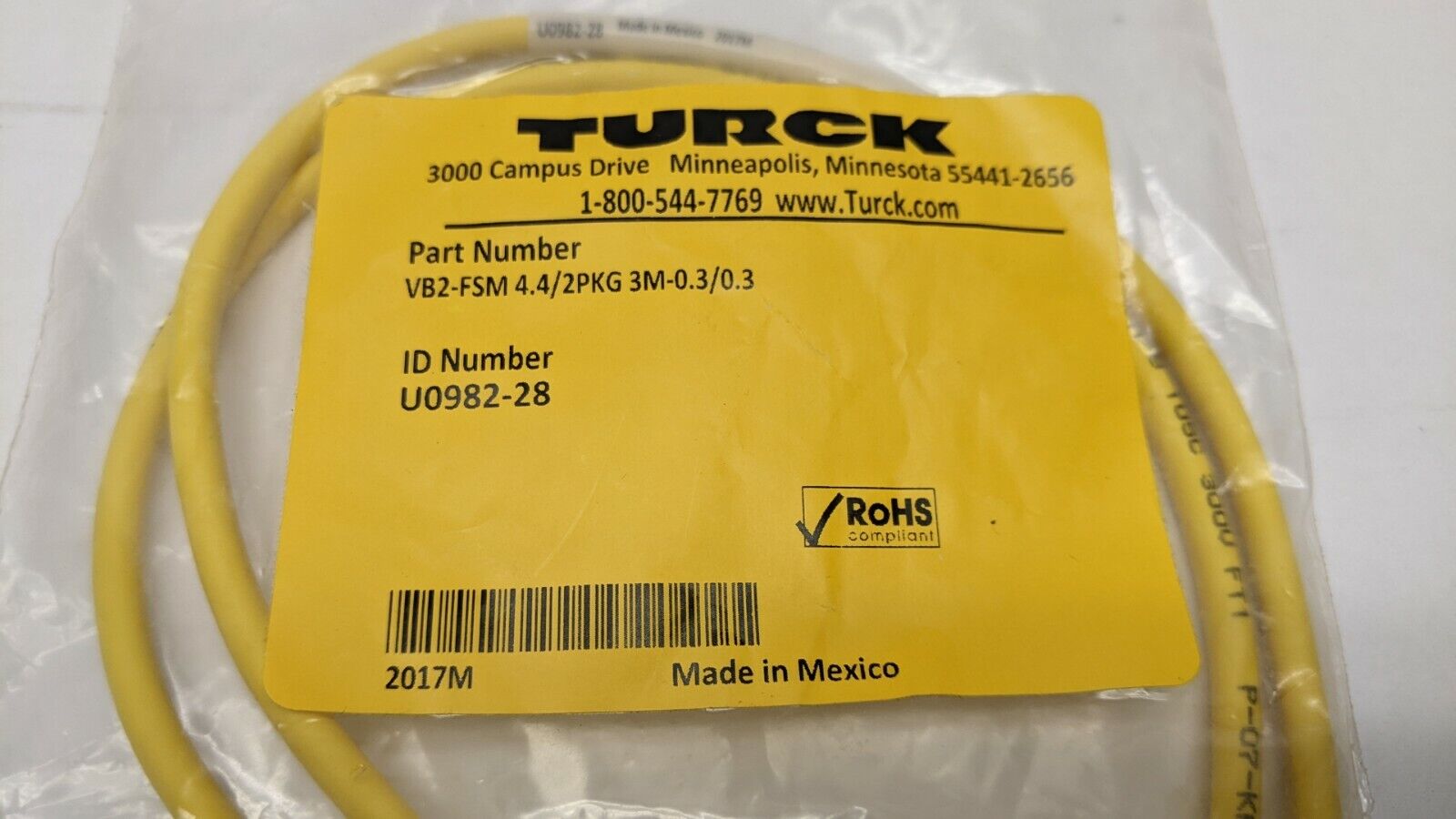 Turck VB2-FSM 4.4/2PKG 3M-0.3/0.3 Daisy Chain Splitter U0982-28 - Maverick Industrial Sales