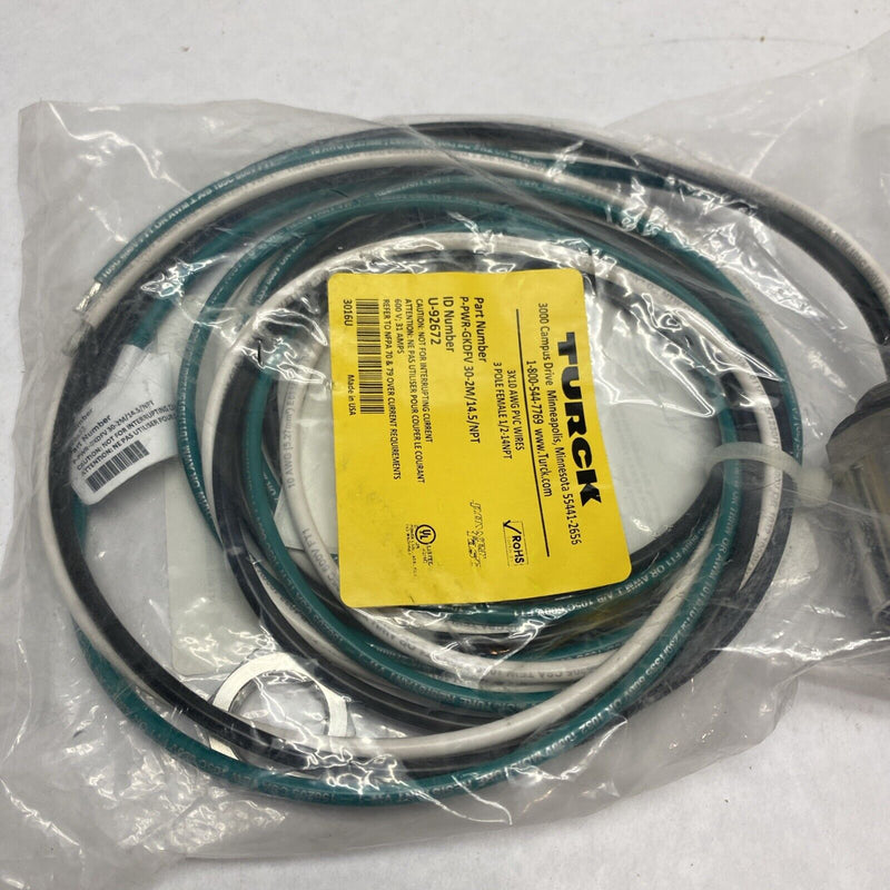 Turck P-PWR-GKFD 30-2M/14.5/NPT Power Fast U-92672 3x10 AWG PVC Wires 1/2-14 NPT - Maverick Industrial Sales