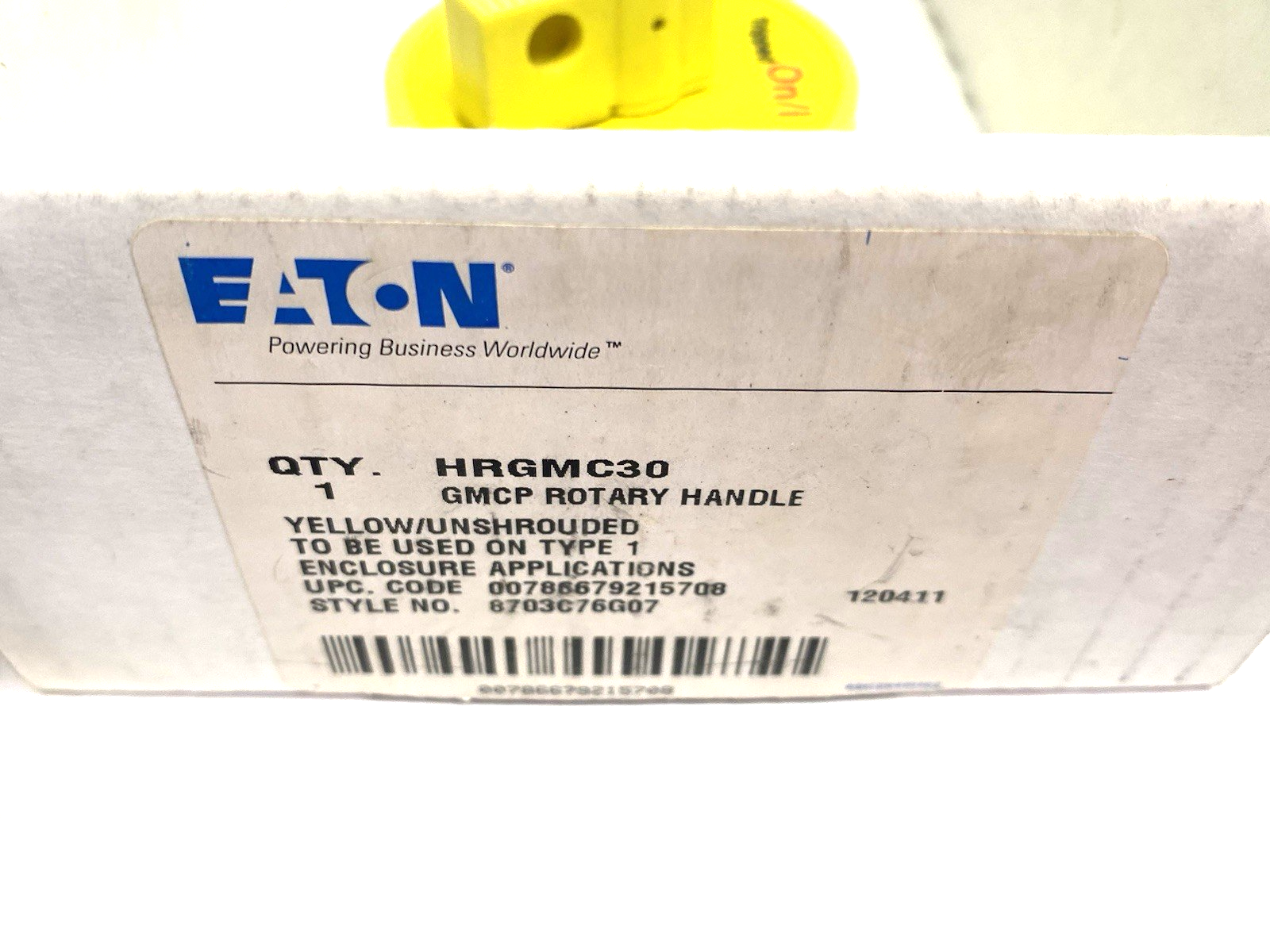 HRGMC30 | Eaton Unshrouded Yellow GMCP Rotary Handle Type 1 8703C76G07 - New – Open box - Maverick Industrial Sales