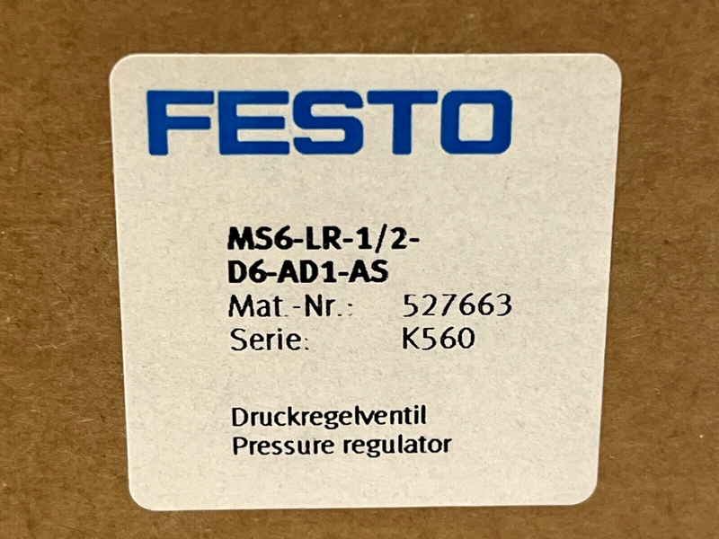 Festo MS6-LR-1/2-D6-AD1-AS Pressure Regulator 527663