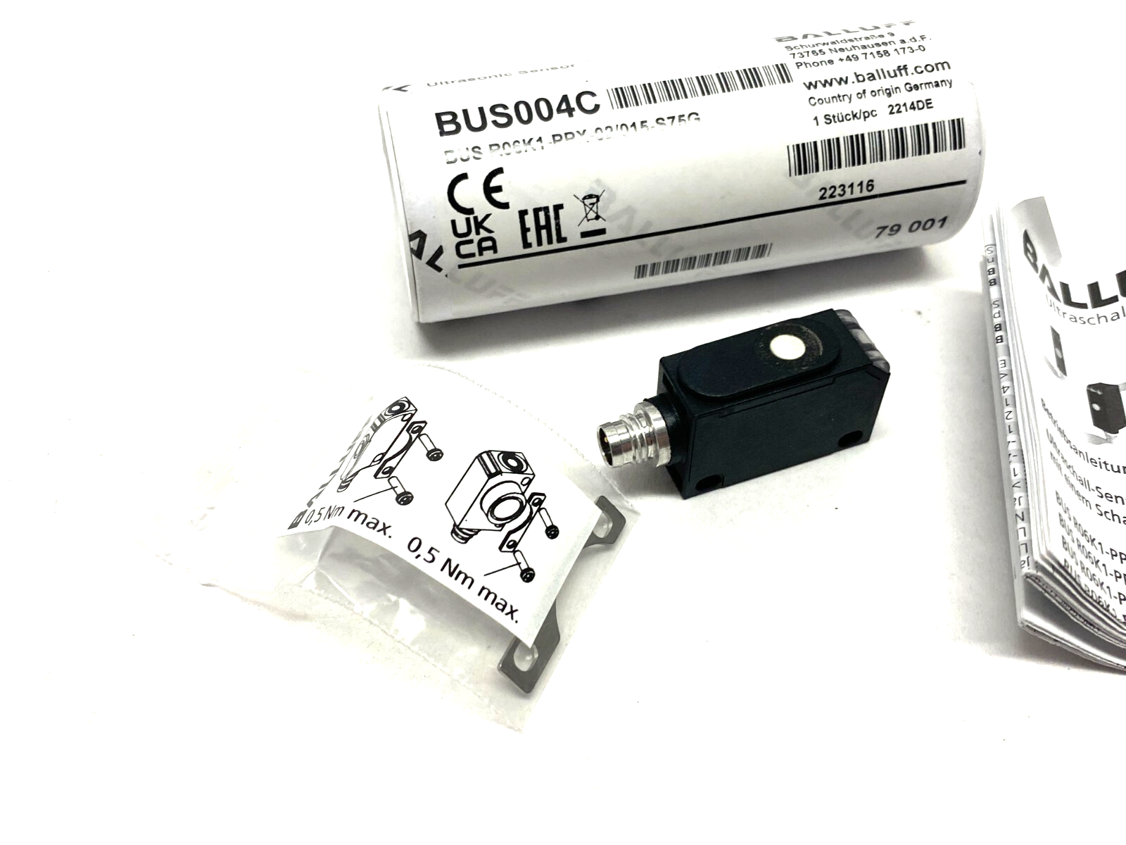 Balluff BUS004C Ultrasonic Sensor Male M8 4-Pin, BUS R06K1-PPX-02/015-S75G - Maverick Industrial Sales
