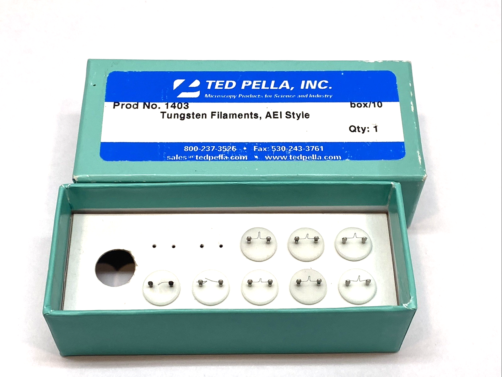 1403 | Ted Pella Tungsten Filament AEI Base, White Ceramic BOX OF 8 - New – Open box - Maverick Industrial Sales
