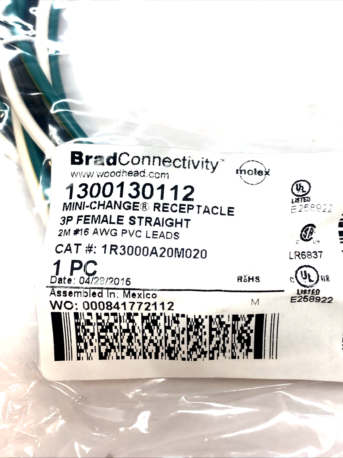 Brad Connectivity 1R3000A20M020 Mini-Change Receptacle 1300130112 - Maverick Industrial Sales