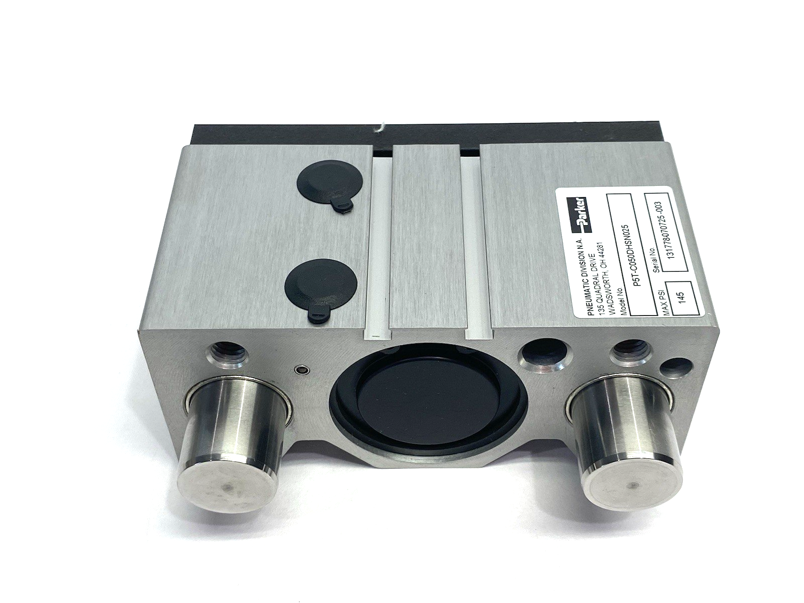 P5T-C050DHSN025 | Parker Pneumatic Guided Slide Cylinder, 50mm Bore, 25mm Stroke - New – Open box - Maverick Industrial Sales