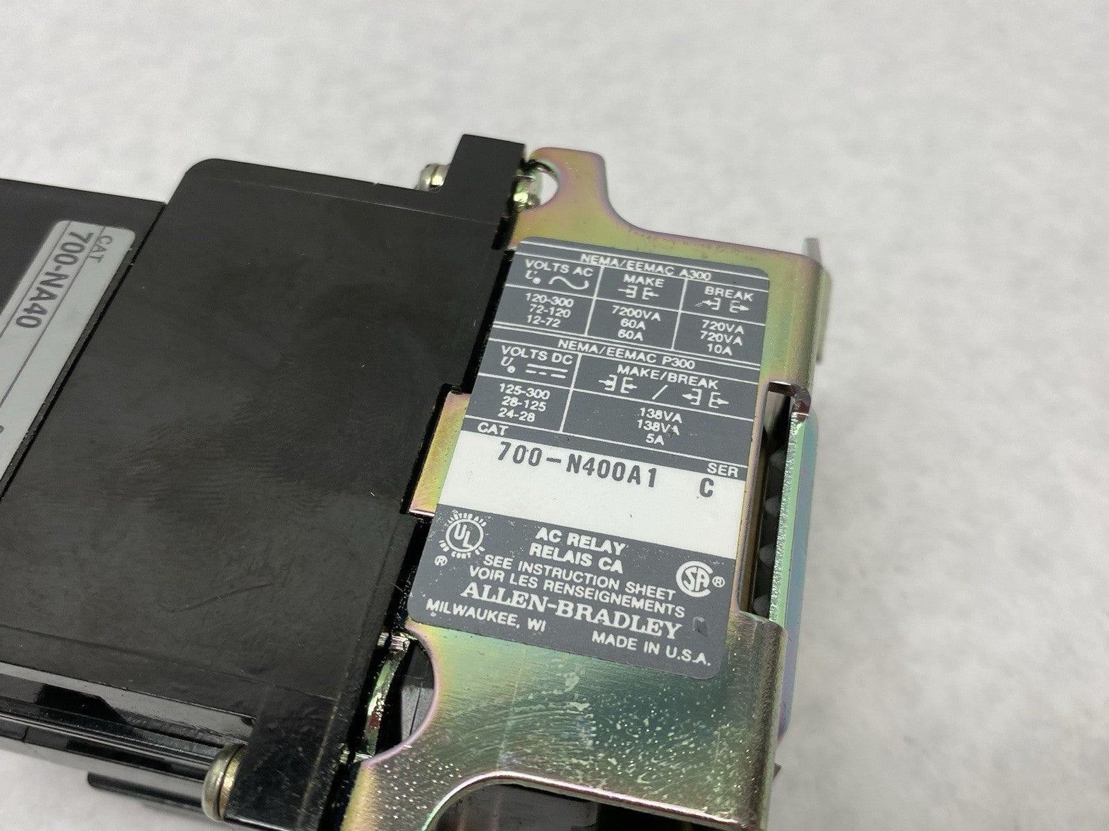700-N400A1 | Allen Bradley Ser. C Control Relay w/ 700-NA40 Ser. B Relay - Used - Maverick Industrial Sales