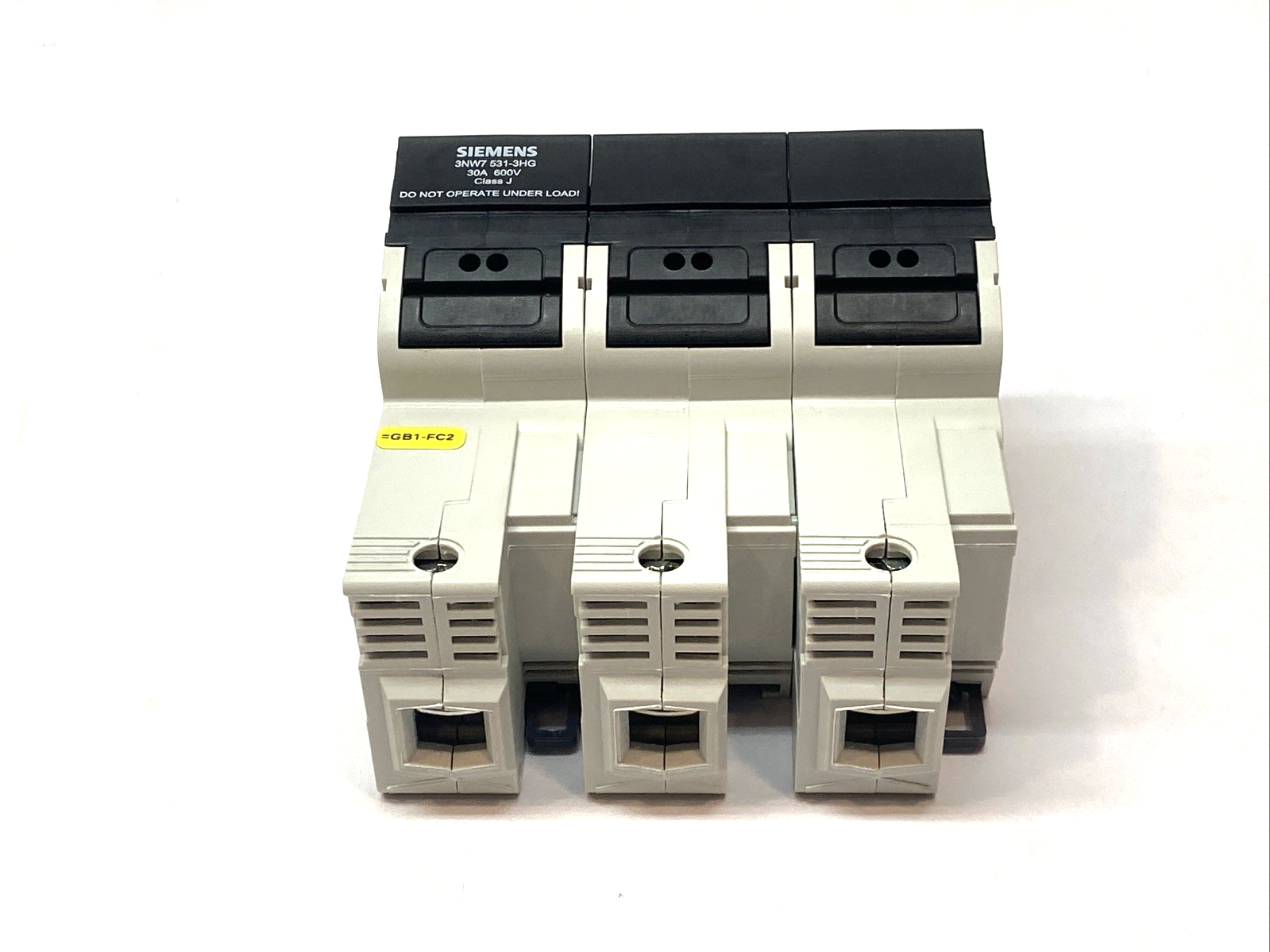 Siemens 3NW7 531-3HG Fuse Holder Class J 30A 600V w/ 3x Bussman LPJ-4SP Fuses - Maverick Industrial Sales