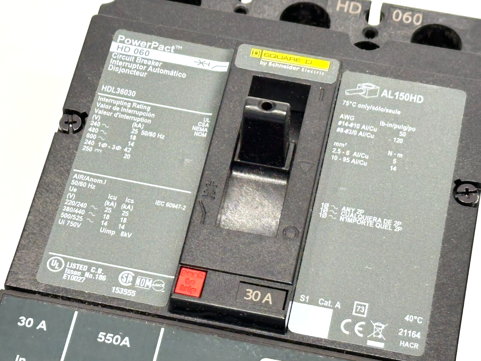 HDL36030 | Square D PowerPact Circuit Breaker 30A 600V 3P - New – Open Box - Maverick Industrial Sales