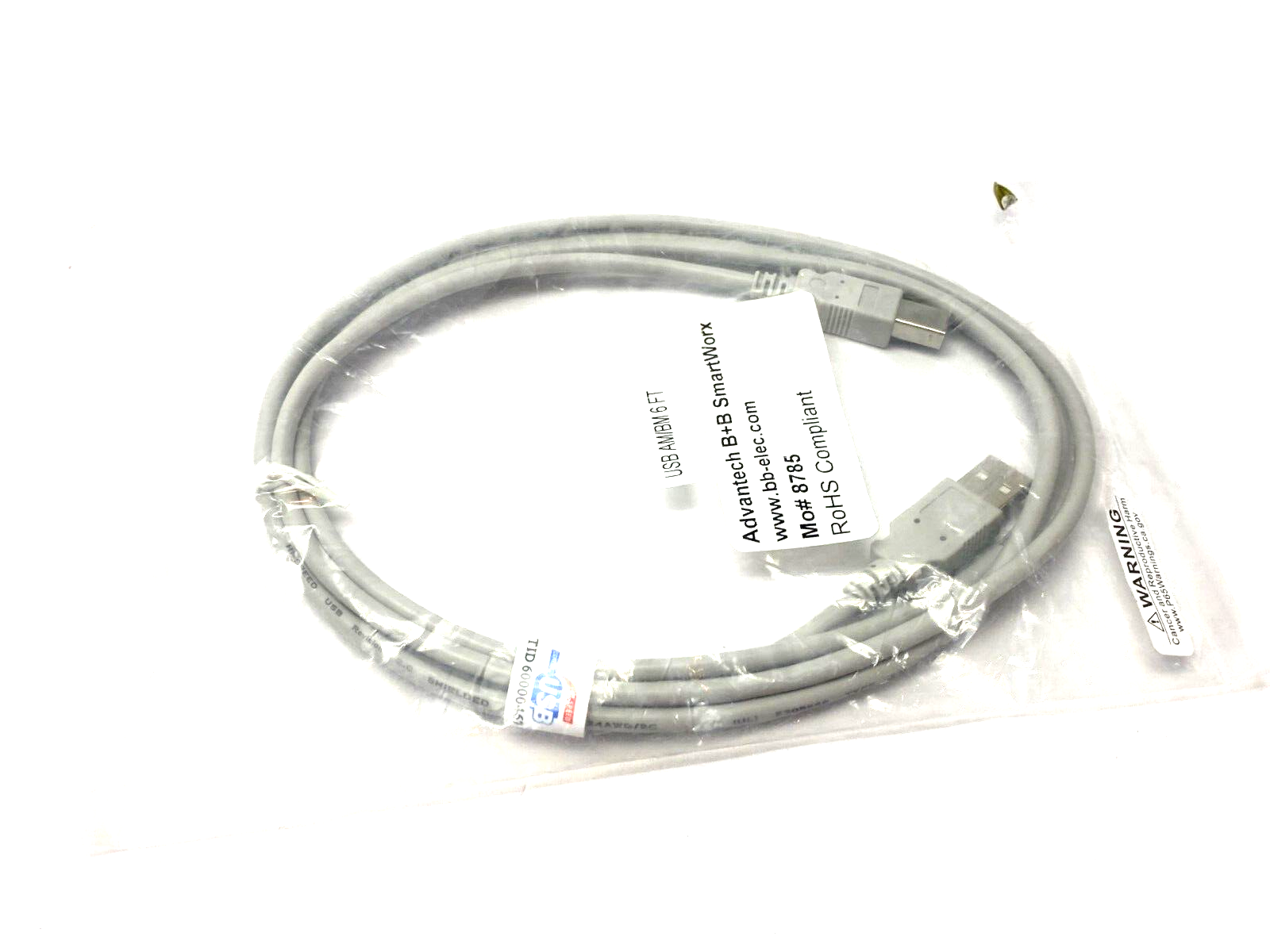 Advantech B+B SmartWorx TID 60000467 USB AM/BM Printer Cable 6' Length GRAY - Maverick Industrial Sales
