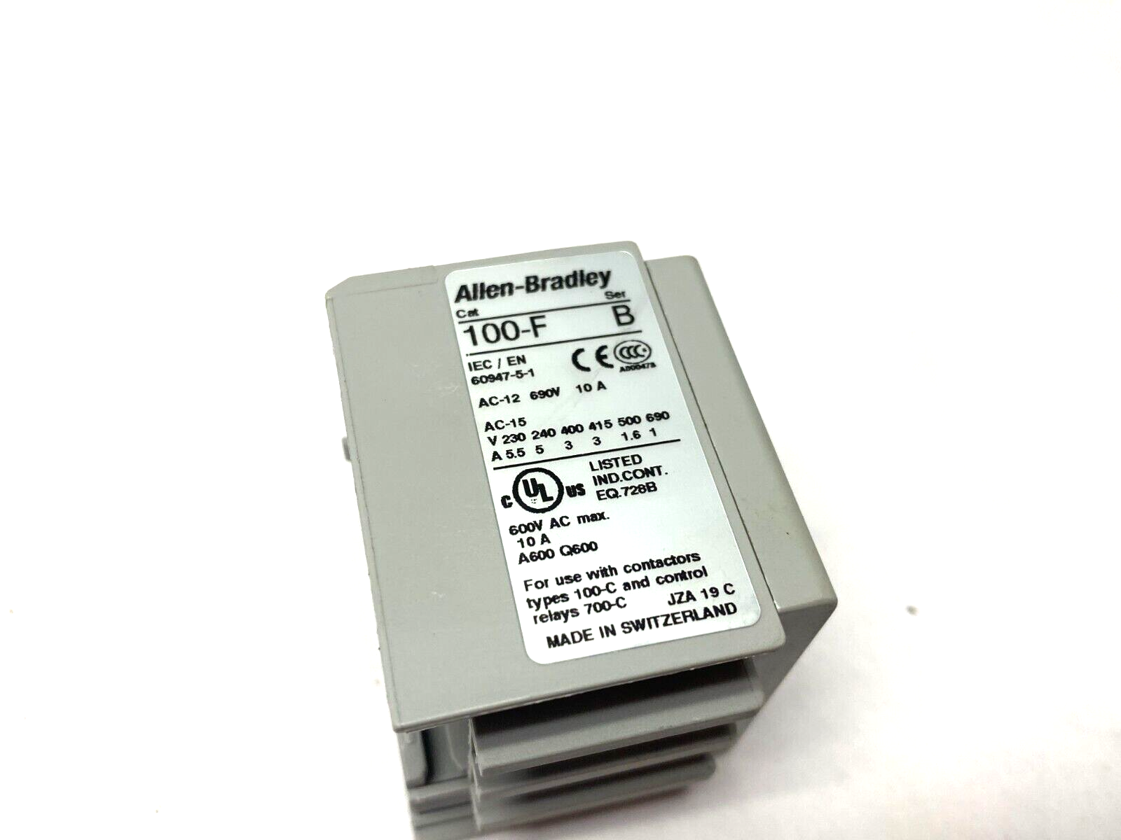 Allen Bradley 100-F Ser. B IEC/EN Contactor Accessory 10A 690V - Maverick Industrial Sales