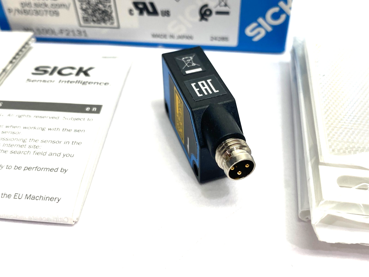 WL100L-F2131, 6030709 | Sick WL100L-F2131 Photoelectric Retro-Reflective Sensor Kit, W100 Laser 6030709 - New - Maverick Industrial Sales