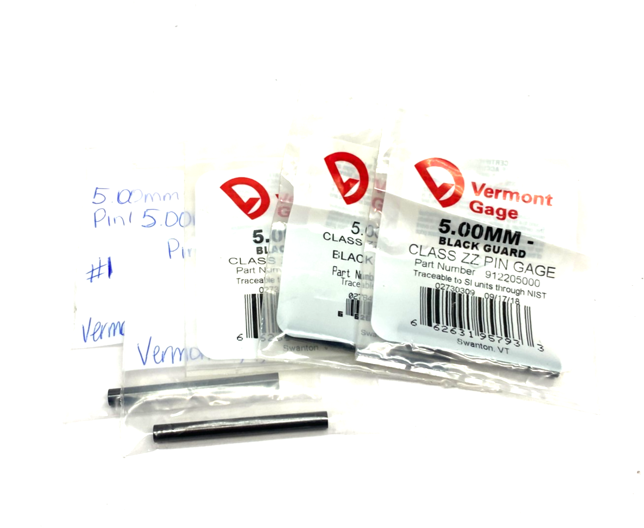 Vermont Gage 912205000 Class ZZ Black Guard Pin Gage LOT OF 5 - Maverick Industrial Sales