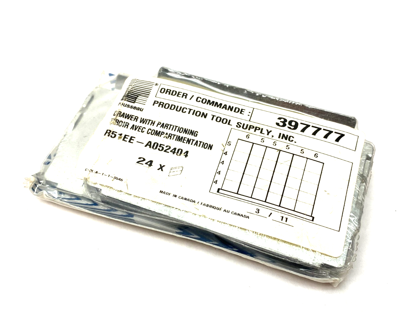 R51EE-A052404 | Rousseau Metal Drawer with Partitioning PKG OF 24 - New - Maverick Industrial Sales