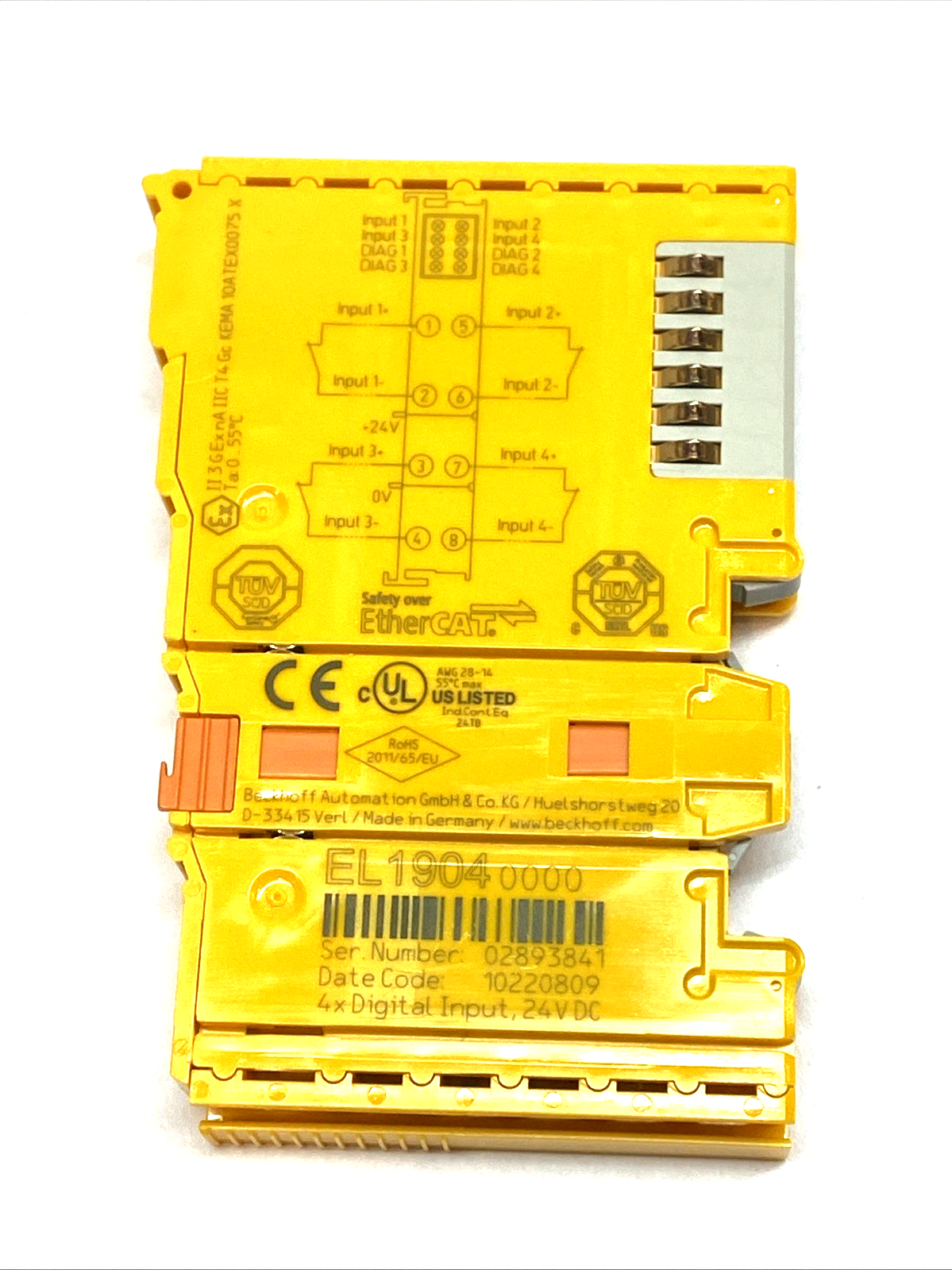 Beckhoff EL1904 4-Ch Digital Input Terminal TwinSAFE EtherCAT 24V - Used - Maverick Industrial Sales