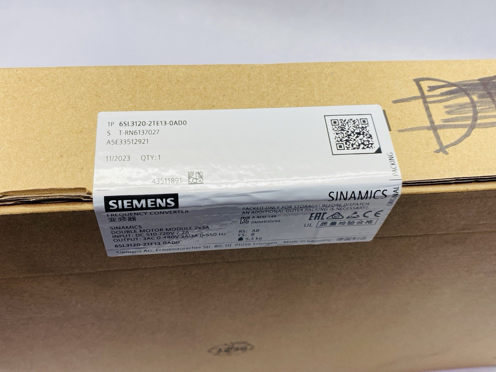 Siemens 6SL3120-2TE13-0AD0 SINAMICS Frequency Converter Double Motor Module S120 - Maverick Industrial Sales