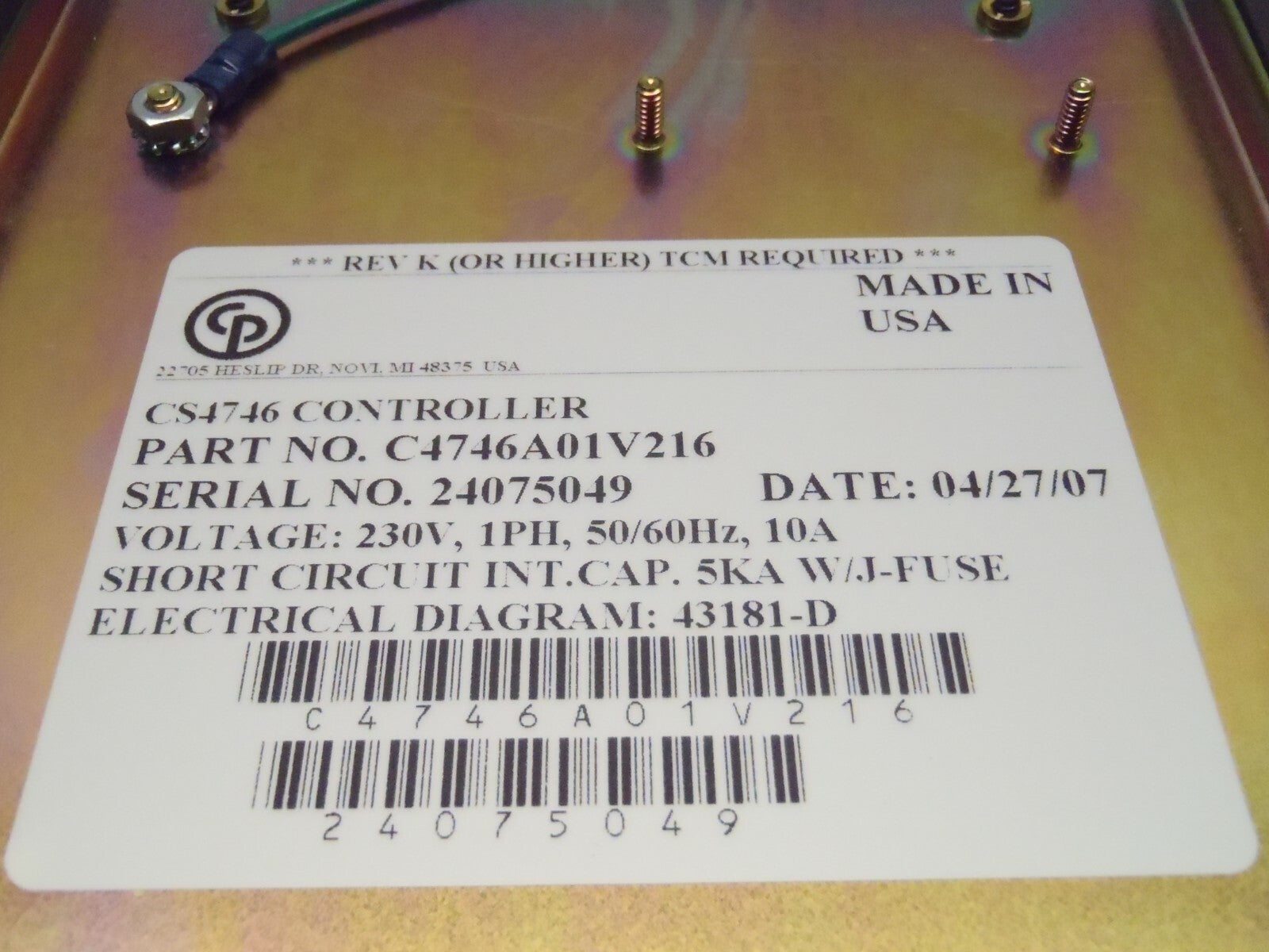 CP Techmotive C4746A01V216 Torque Controller CS4746 120V - Maverick Industrial Sales