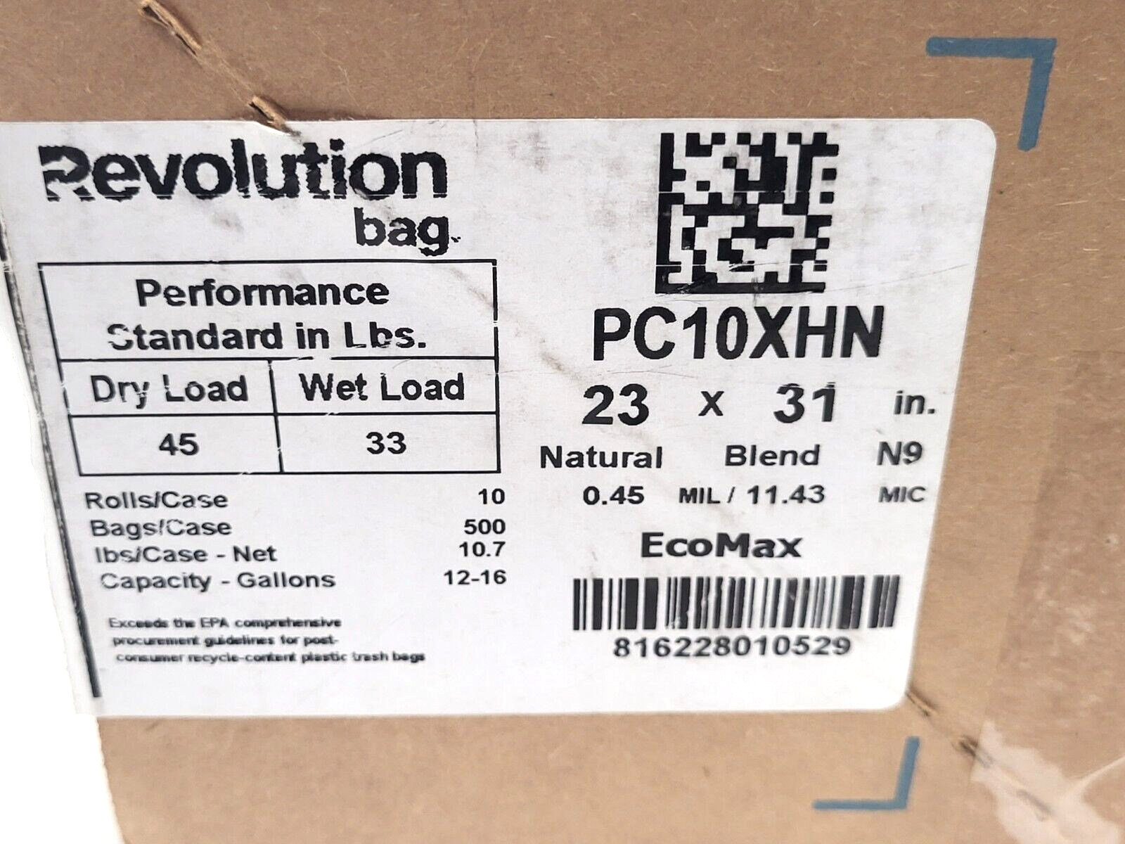 Revolution Bag PC10XHN Premium Quality Can Liners 12-16 Gal 23 x 31 PACK OF 10 - Maverick Industrial Sales