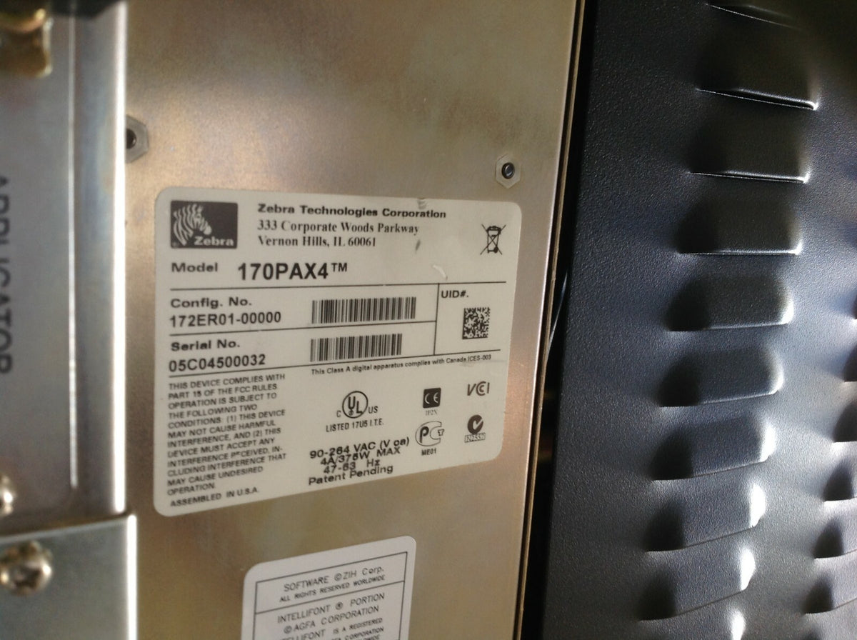 300281R | Paragon Labeling Stystems Label Aplicator with Zebra 170PAX4 120V - Used - Maverick Industrial Sales
