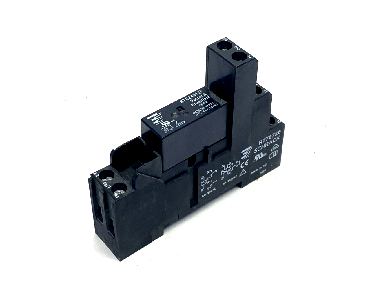 Potter & Brumfield RTE24012F Relay DPDT 8A 12V, RT78726 Socket/Base, LOT OF 2 - Maverick Industrial Sales
