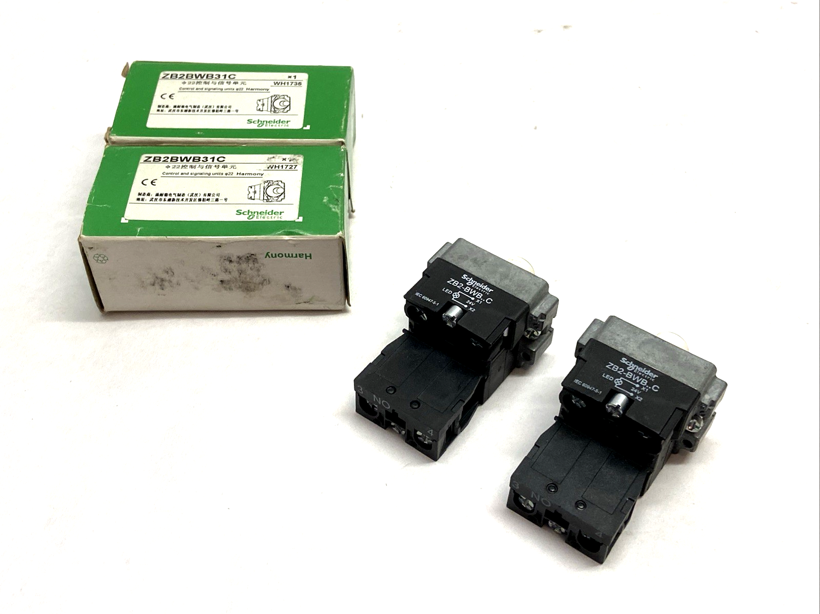 Schneider Electric ZB2BWB31C Metal Series Gushbutton Base Green LOT OF 2 - Maverick Industrial Sales