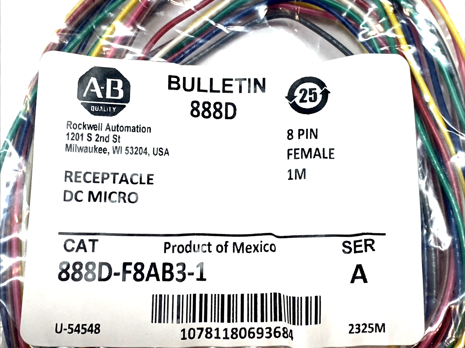 Allen Bradley 888D-F8AB3-1 DC Micro Receptacle 8-pin - Maverick Industrial Sales