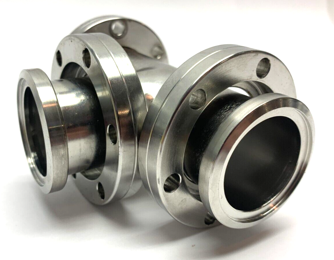 Huntington VF-151 Stainless Steel UHV Tee Fitting 2 Rotatable Flange 1 Locked - Maverick Industrial Sales