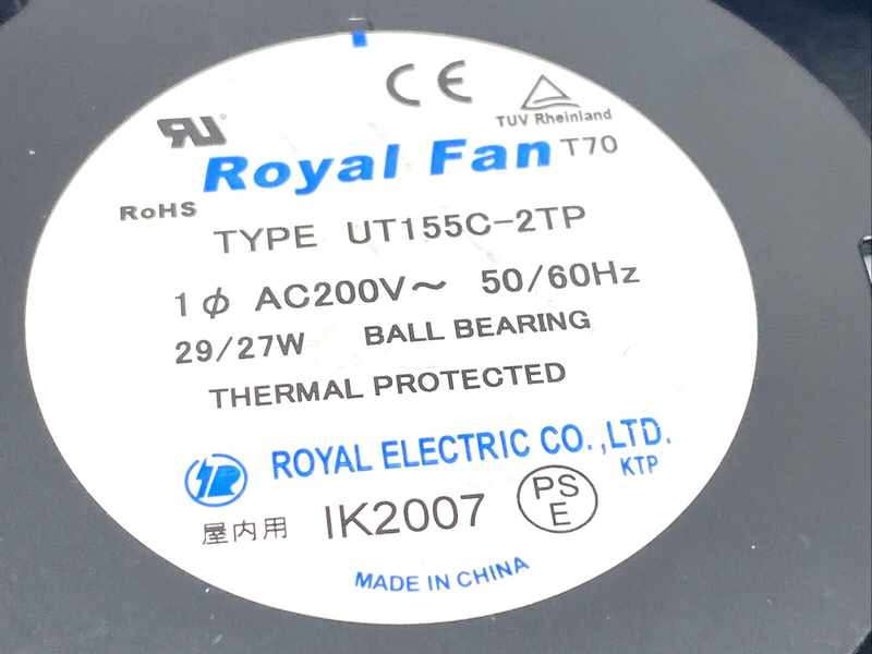 Royal Fan UT155C-2TP 1PH 200VAC 27W, Cooling Fan - Maverick Industrial Sales