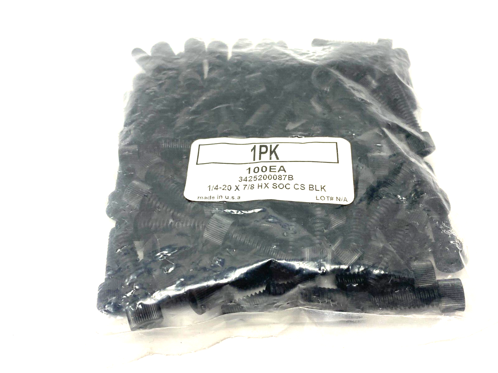 Essentra 3425200087B Nylon Hex Socket Cap Screw Black 1/4-20 x 7/8 PKG OF 100 - Maverick Industrial Sales