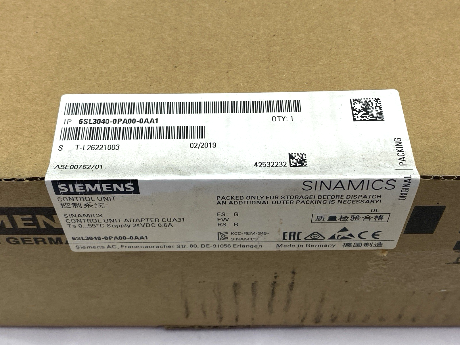 Siemens 6SL3040-0PA00-0AA1 SINAMICS Control Unit Adapter CU31 24VDC - Maverick Industrial Sales