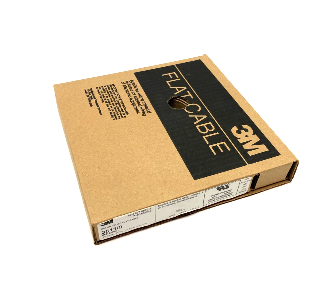 3M 7100162369 Color Coded Flat Cable, 3811 Series, 3811/9-Conductor BOX OF 100' - Maverick Industrial Sales