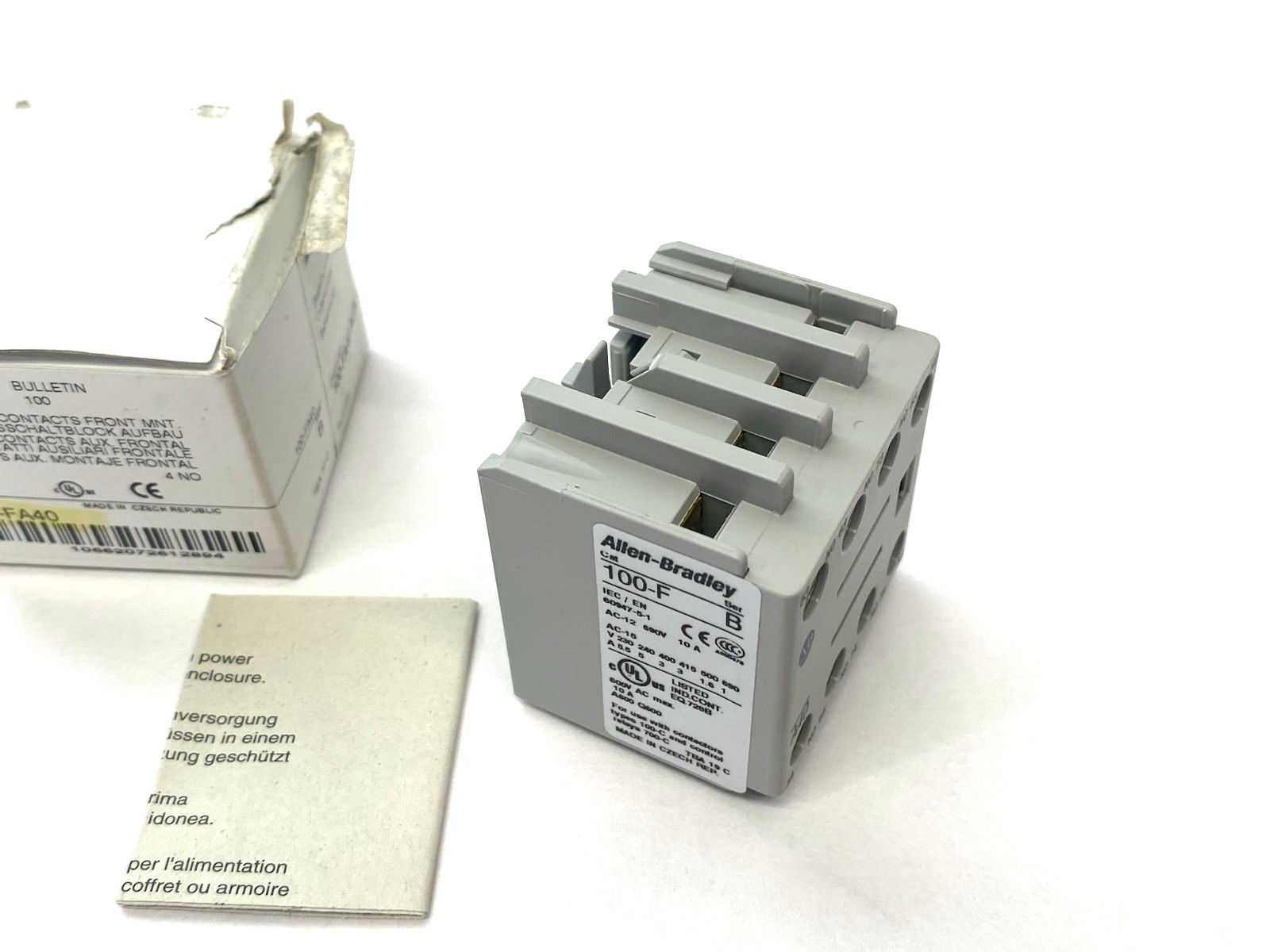 Allen Bradley 100-FA40 Ser. B Auxiliary Contact Block, Front-Mount - Maverick Industrial Sales