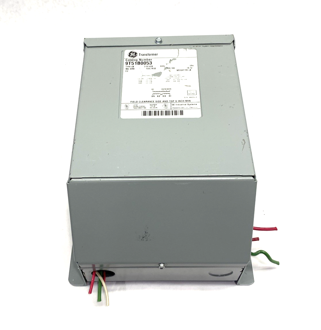 9T51B0053 | ABB General Electric Transformer 1C,3kVA,480(-2 5%)-120/240,100C,3R,QB - Used - Maverick Industrial Sales