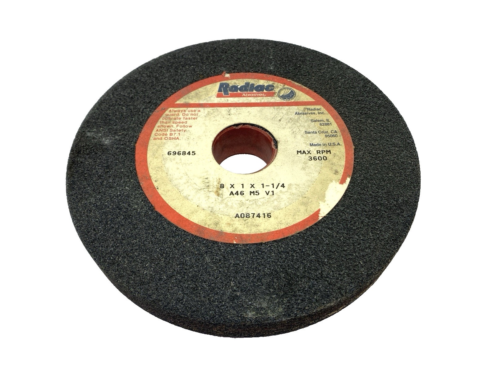 Radiac A087416 Grinding Wheel 8" x 1" x 1-1/4" 696845 - Maverick Industrial Sales