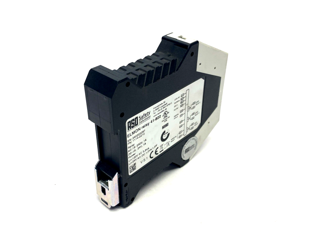 ASO Safety 1114-0210 ELMON Relay 41-822, Safety Relay 1A 24V AC/DC 120VAC - Maverick Industrial Sales