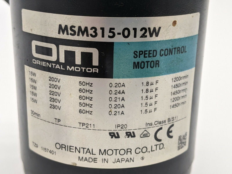 Oriental Motor MSM315-012W Speed Control Motor - Maverick Industrial Sales